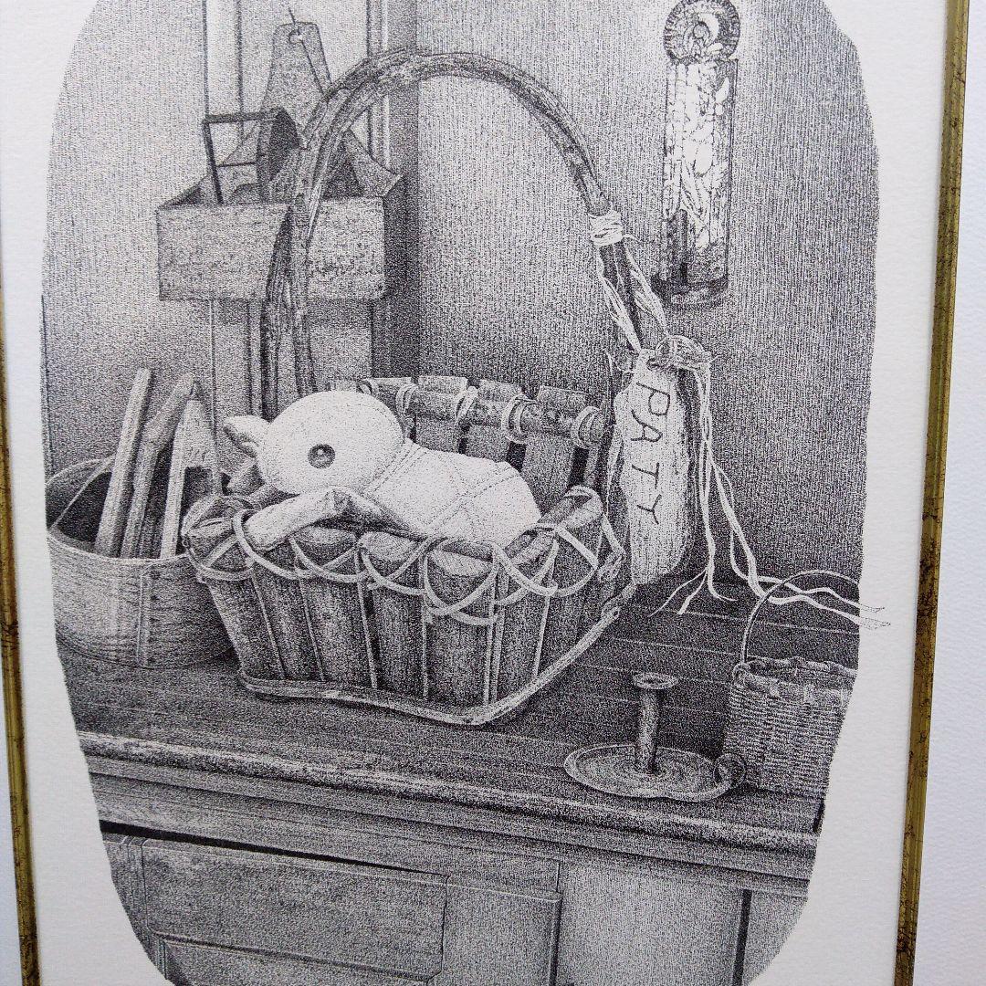 版画　立て　特寸法　点描画　パーティー　塩田　登　額装仕上げ品