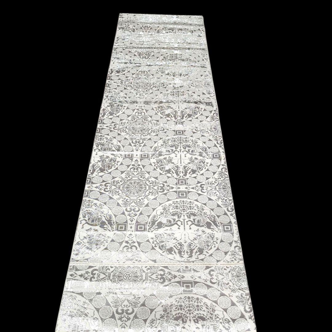 純プラチナ箔 シルバー 袋帯 模様入り 本袋 手織錦 きもの 帯 和服 和装