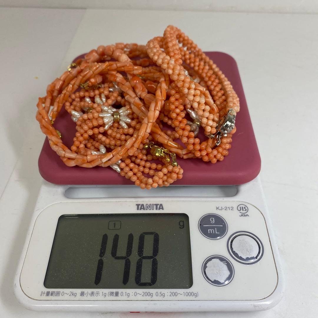 本桃色珊瑚ネックレス 148g トヒオ 東さ7-0216☆2F