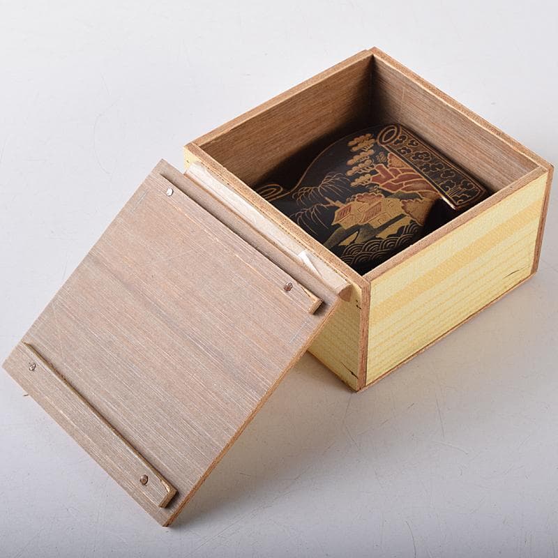 茶道具　唐物　山水蒔絵　巻物形香合　箱付　V　R8424