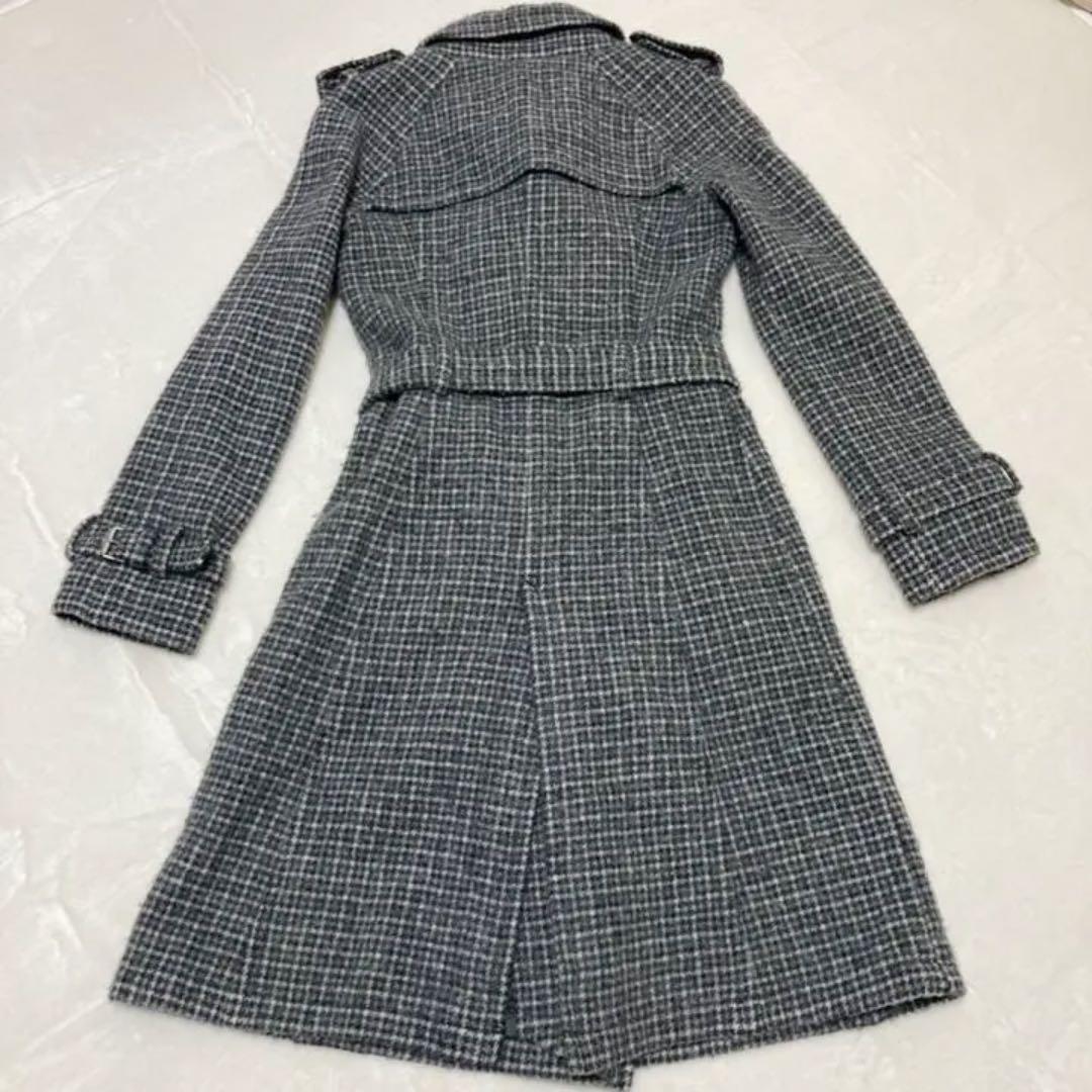 美品✨バーバリーブルーレーベル ロングコート ツイード ウール ベルト