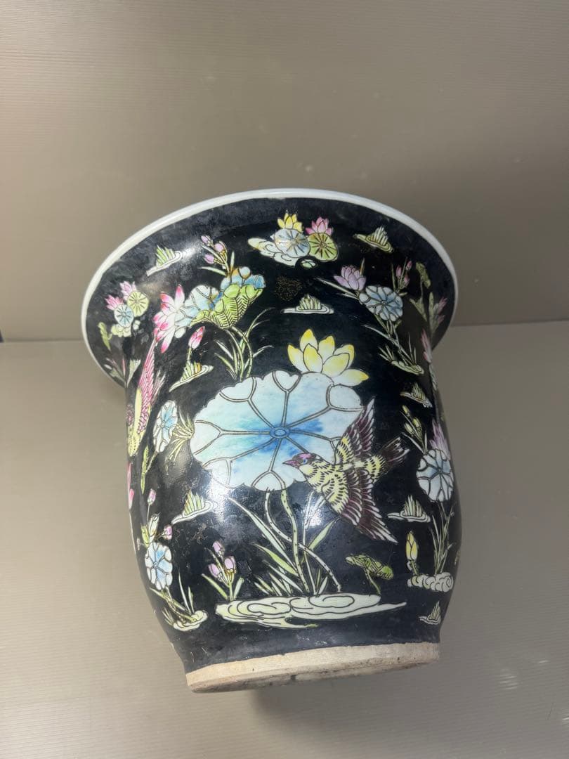 2609 中国骨董 花鳥文 鉢 植木鉢 時代物