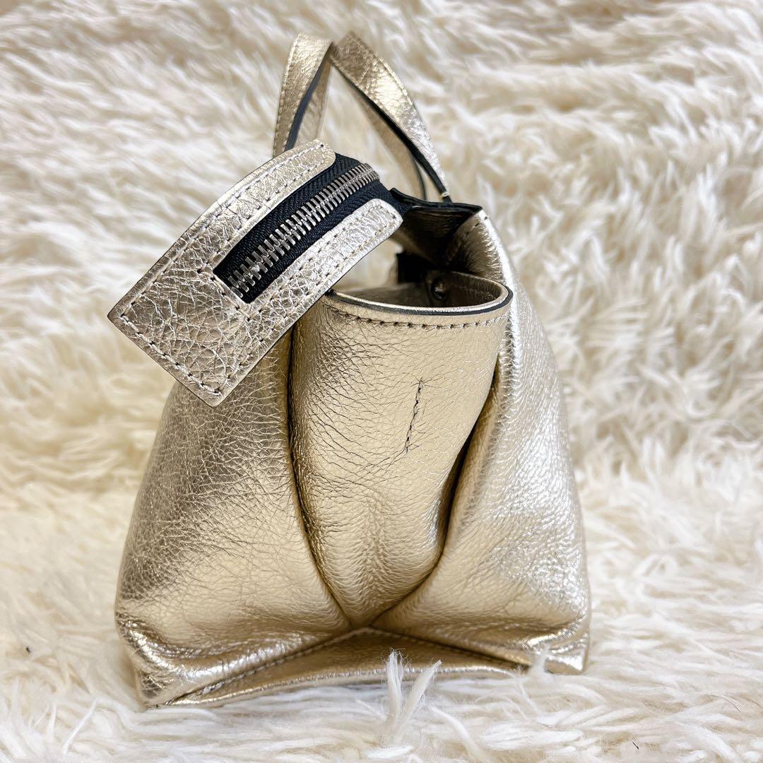 希少カラー✨ジャンニキャリーニ　オリガミ S 2wayショルダー　ゴールド　本革