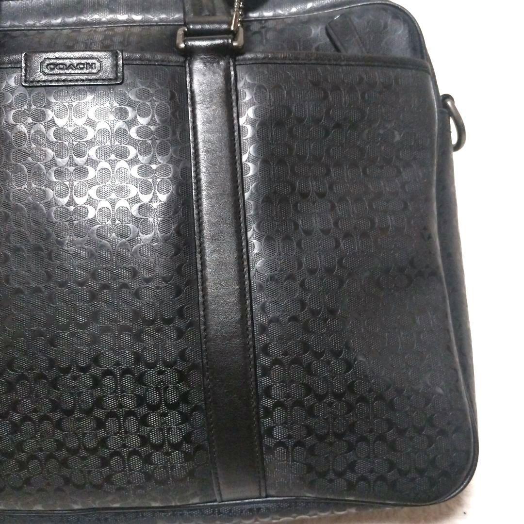 【美品】コーチ F70850 ヘリテージ シグネチャー 2way ビジネスバッグ