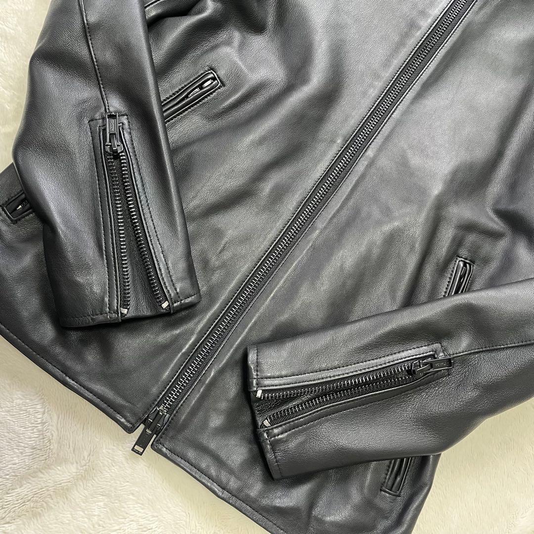 極美品✨エディフィス ラムレザー 羊革 シングルライダース M 黒