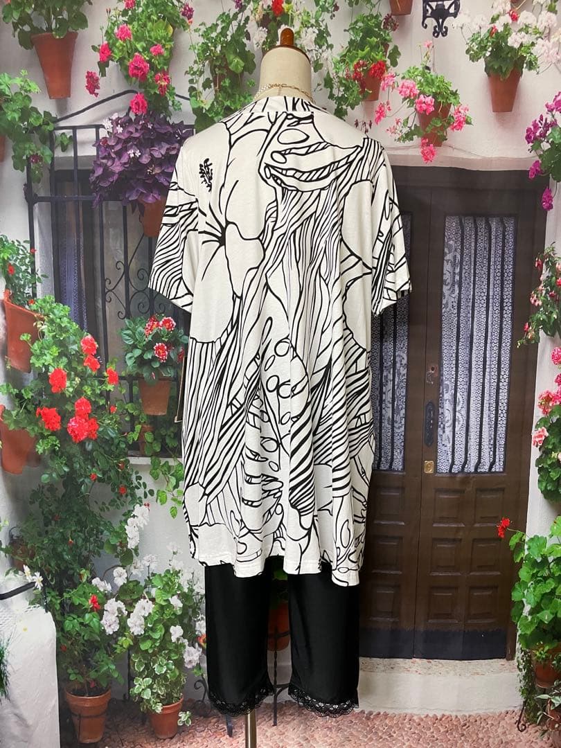 よっこ973新品 コイビトミサキ綿100 大花printAラインTU