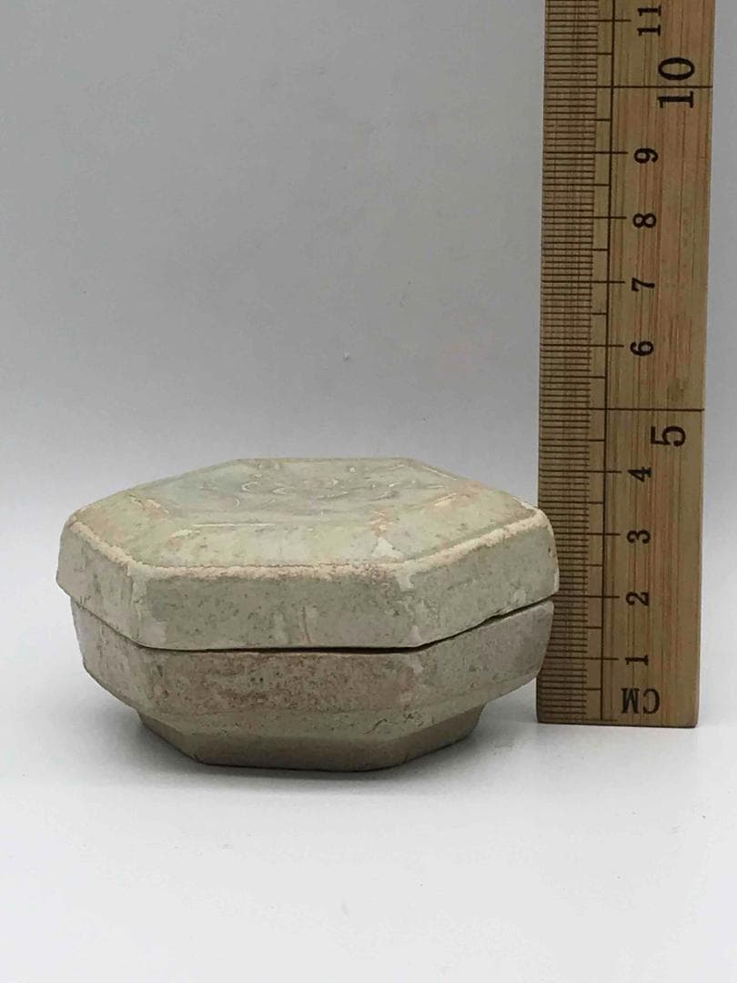 北宋時代 青白磁貼花花文合子 香盒 香合 影青 茶道具 香道具(F-