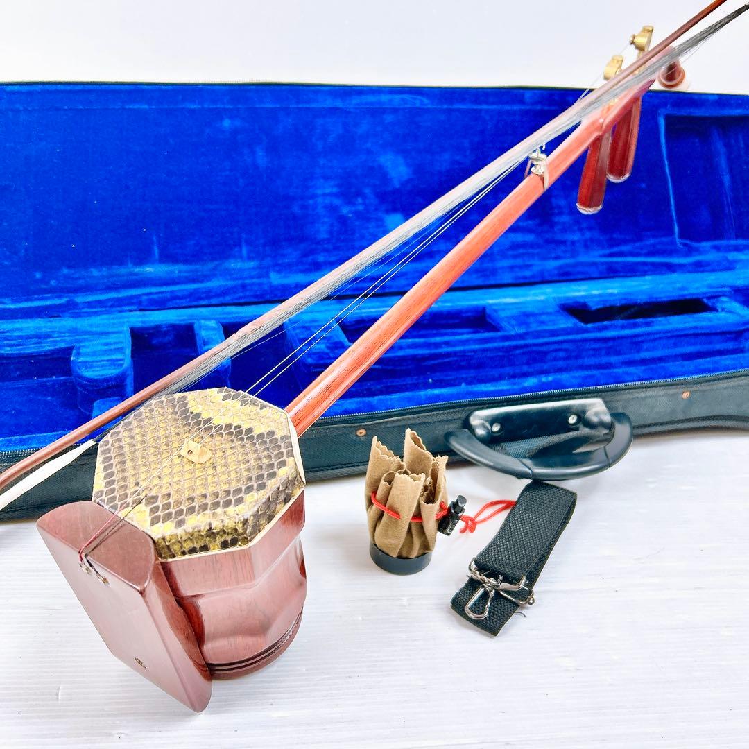 【状態良好】二胡　本蛇皮　ブランド・型番不明　北京八角胴二胡　初心者