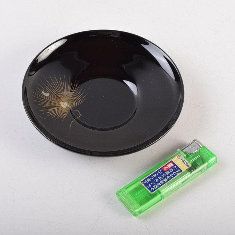 輪島塗　大向高洲堂　黒漆　飛松沈金　銘々皿　五客　箱付　N　9006