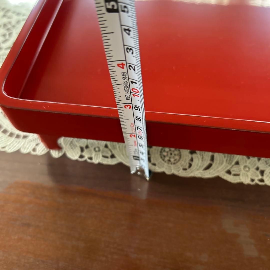 輪島塗り赤い漆器 膳 ５膳　約27cm x 27cm 昭和レトロ