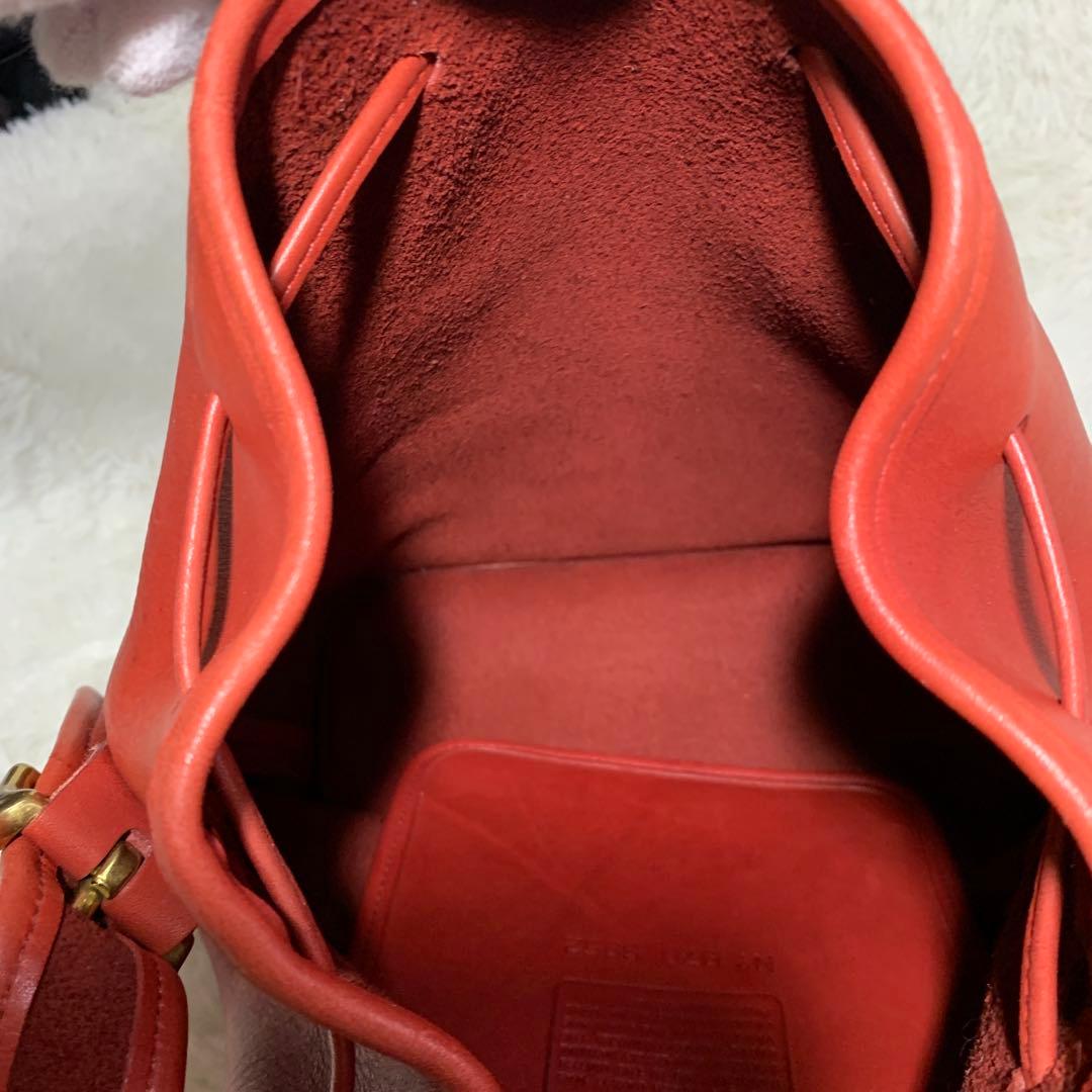 オールドコーチ ショルダーバッグ 9952 巾着型 レッド レザー 本革