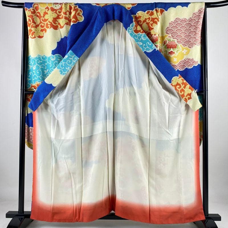 藤娘きぬたや 青地雲取り 総絞り 振袖 花唐草