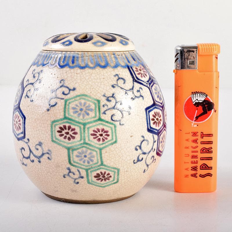 茶道具 京焼 京薩摩 色絵 香炉 時代箱付 M R7714