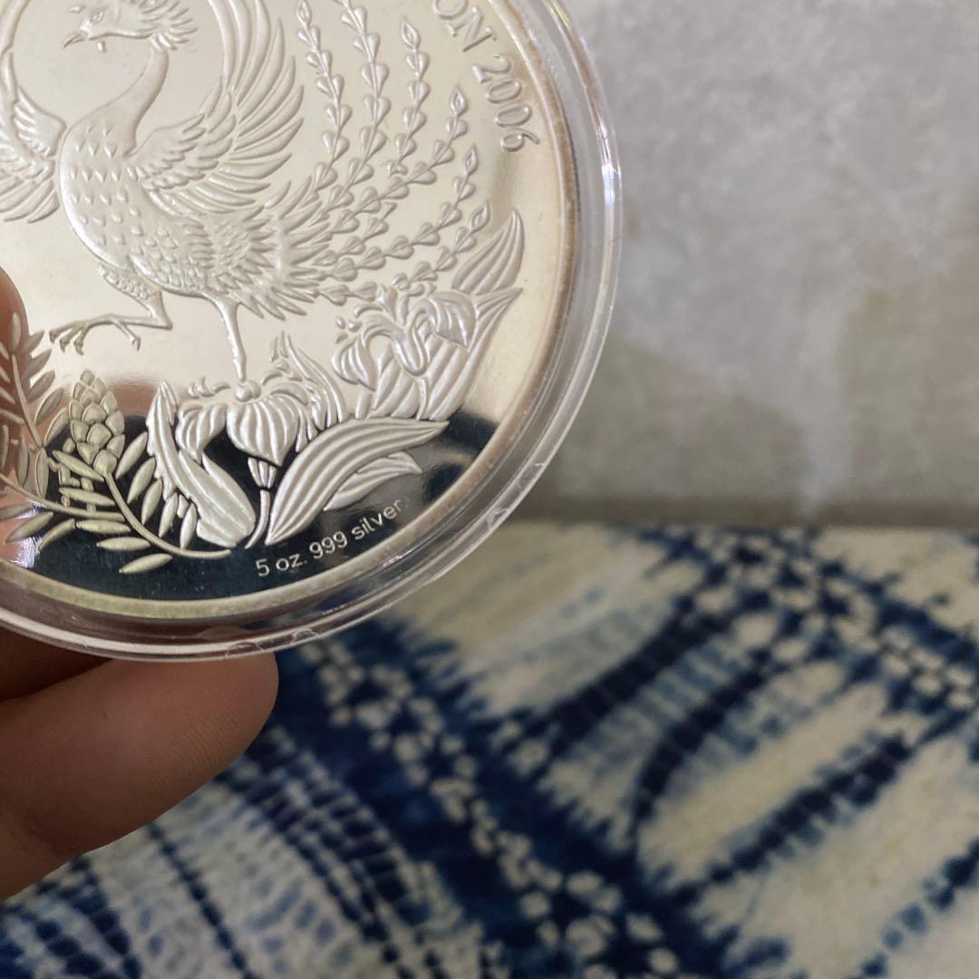 銀貨　秋篠宮家　越前塗ケース　5トロイオンス155.5g銀999 証明書付