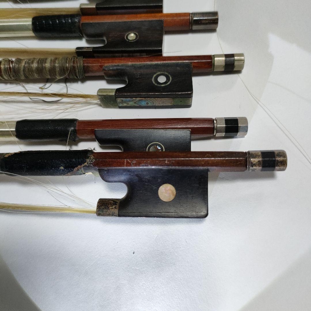 オールドバイオリン4/4　 バイオリン弓７本　修理修復の練習用に　ジャンク品