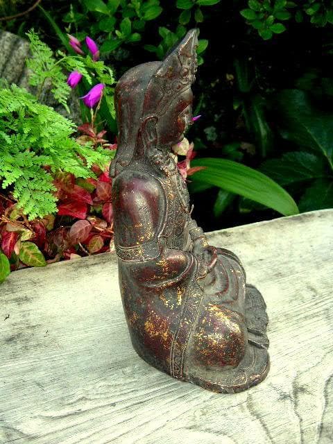 ♥鍍金 仏像 高212mm 観音像 観音様 骨董 古玩 中国 レトロ