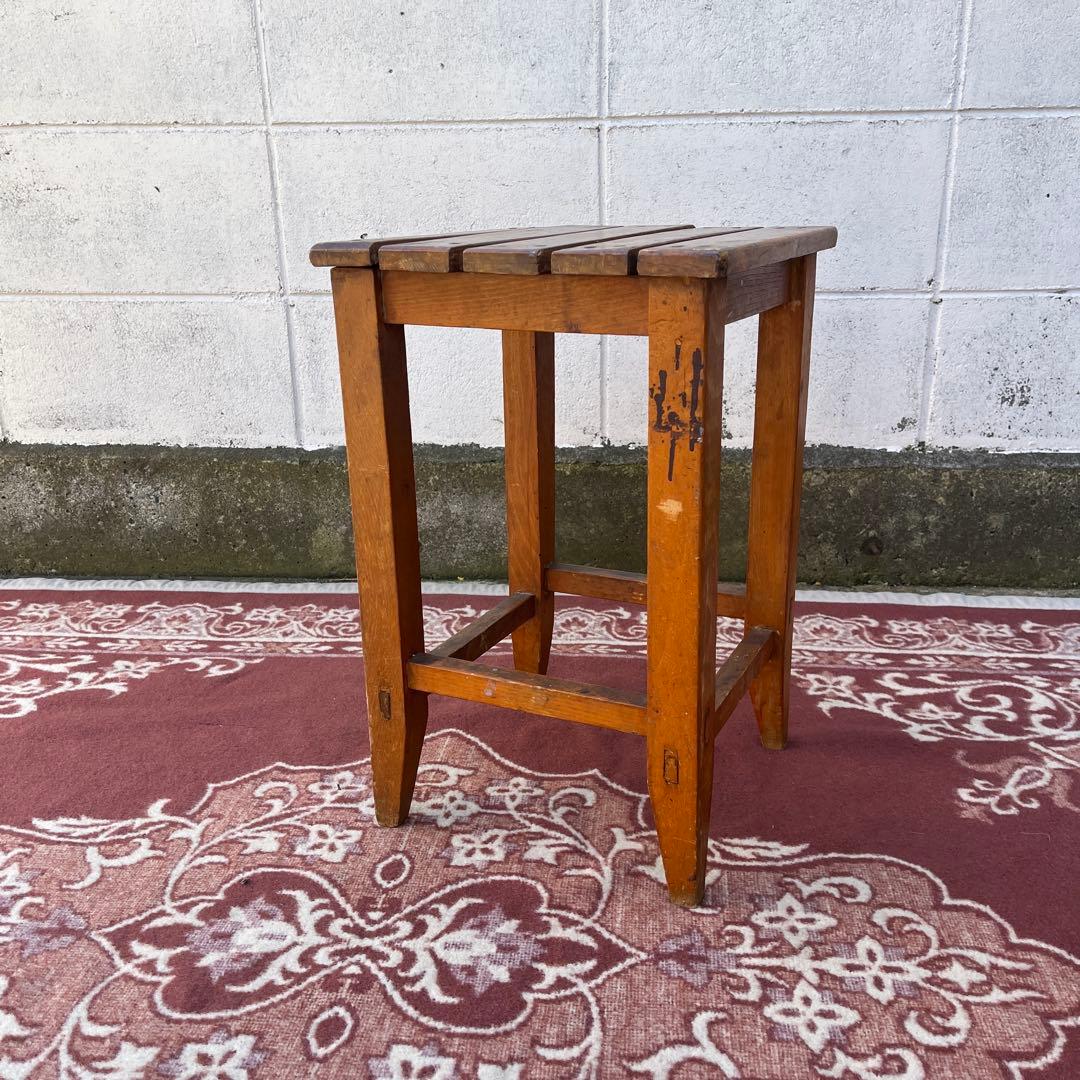 アンティーク 古家具◾️木製無垢材 スクエア型 スツール サイドテーブル 飾り台