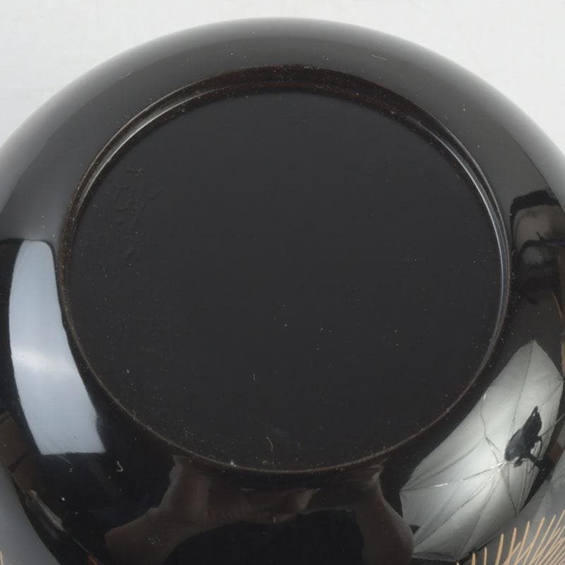 茶道具 三辻雪里作 若松蒔絵 棗 共布共箱 V 9316