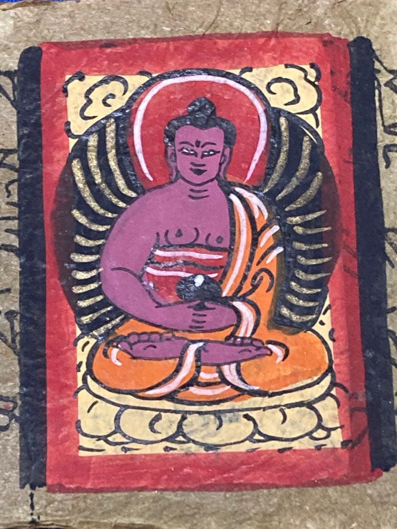 チベット語経典 手描きの仏像 9枚