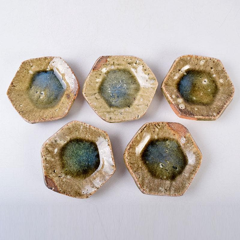 和食器 伊賀焼 西山窯 坂本瀧山作 銘々皿 五客 共箱 V