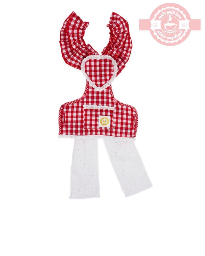 aletta angelique CAFEエプロン&CAFE コック帽 Red カフェエプロン コーデ