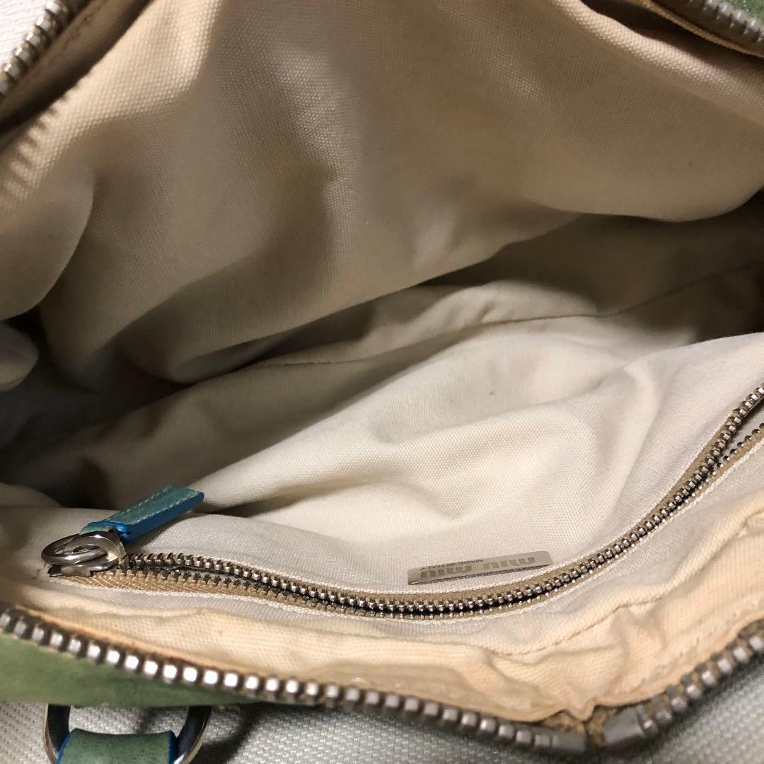 MIU MIU レザー ハンドバッグ グリーン系