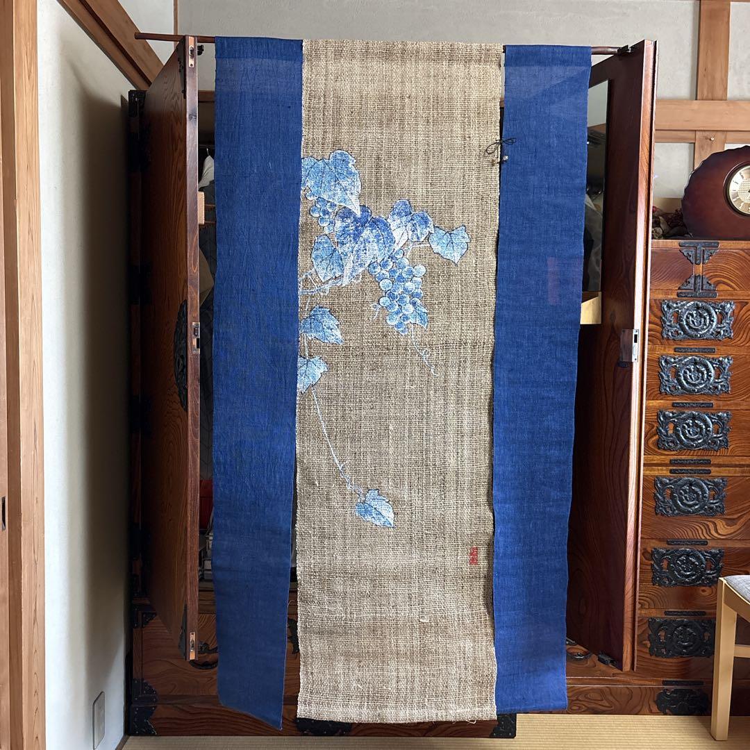 魯山人の四季 手描き本麻のれんコレクション 全4点 タペストリー 未