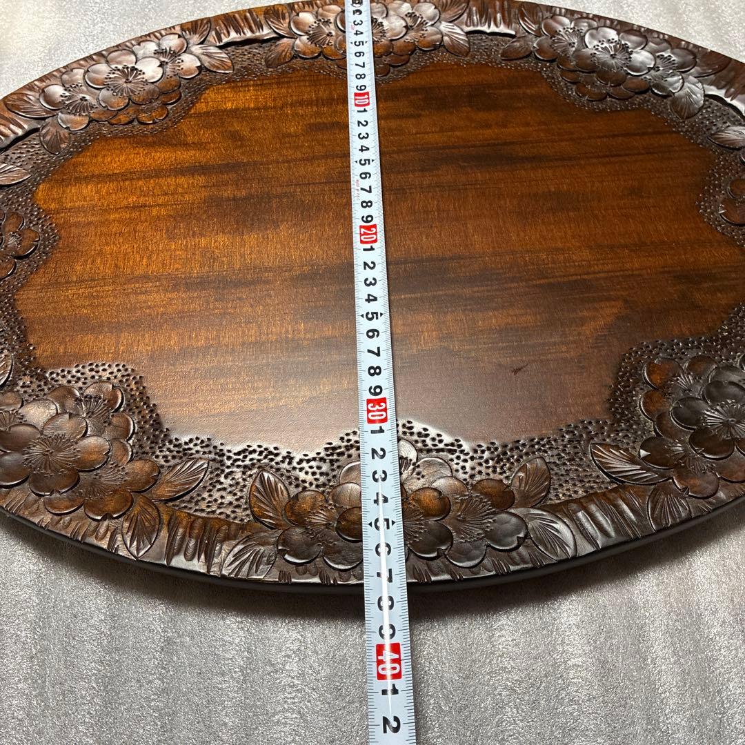 軽井沢彫 手付き盆 桜彫刻