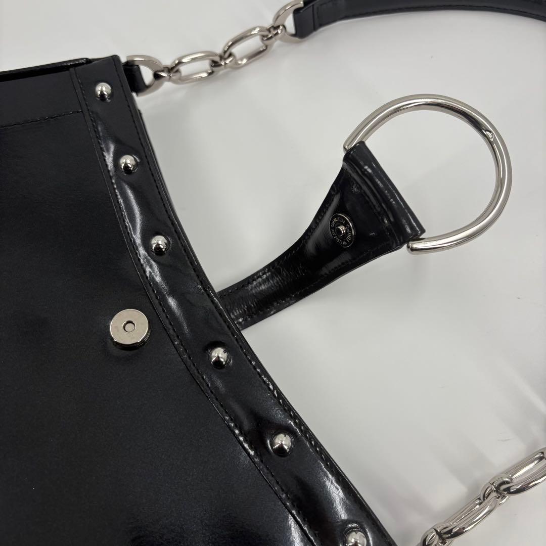 美品　HAMANO ハマノ 濱野　ハンドバッグ レザー チェーン 黒 853