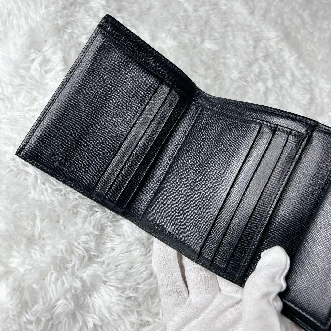 【美品✨️】PRADA プラダ サフィアーノ 三つ折り財布 NERO