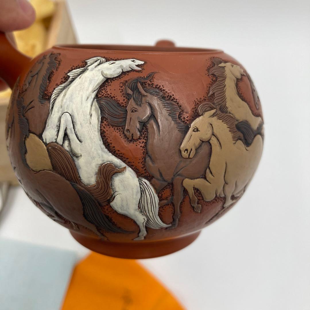 馬九行之 常滑焼 吉川壺堂 共箱 朱泥 急須 横手 中国 茶道具