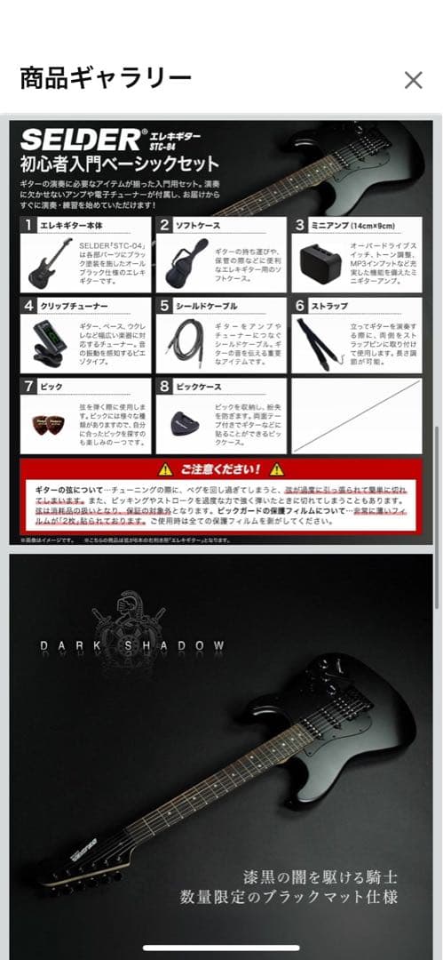 【ほぼ未使用品】SELDER セルダー エレキギター 初心者入門セット