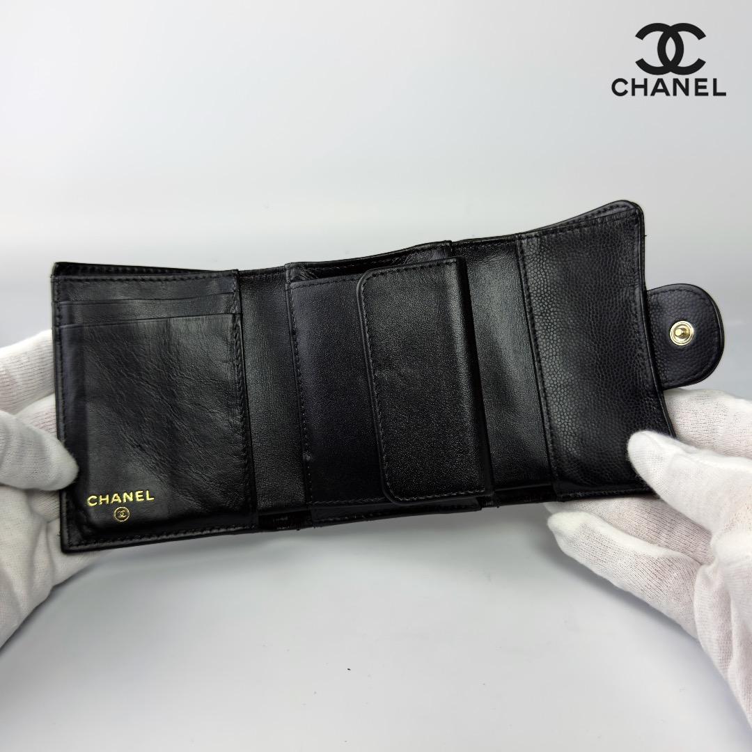 正規品 シャネル マトラッセ ジェブロン ゴールド金具 Wホック 三