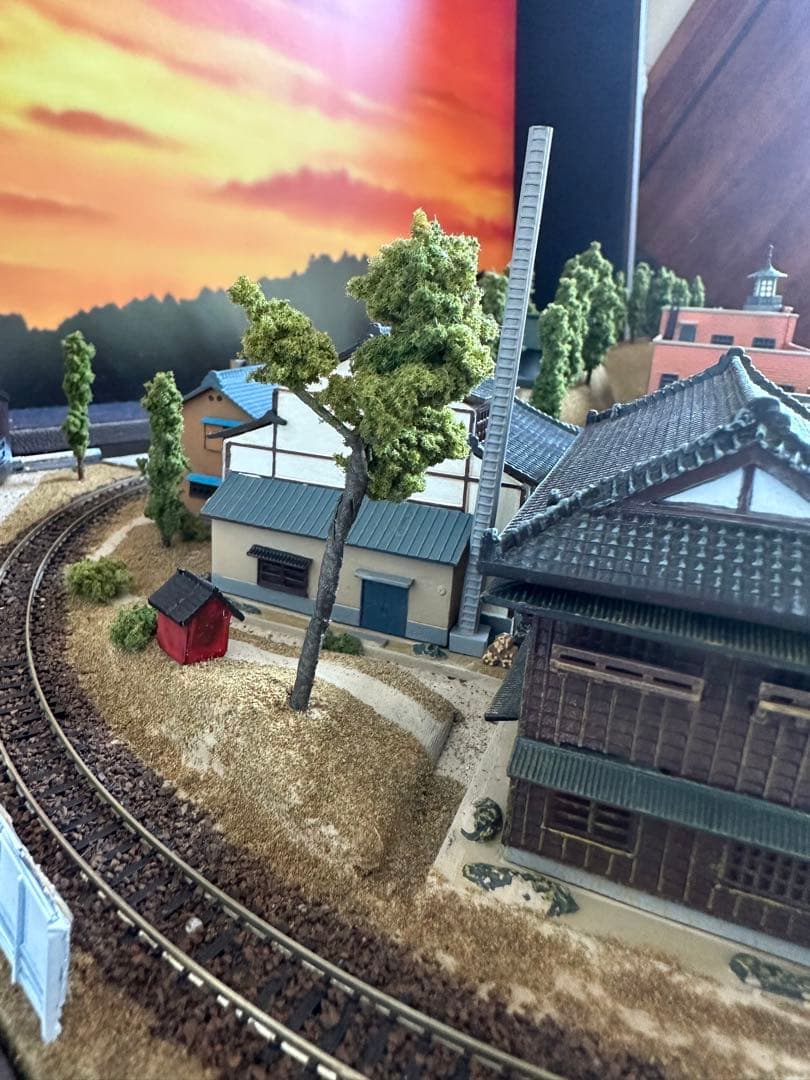 ジオラマ完成版精密鉄道風景模型 駅前横丁Nゲージ 現状品 鉄道模型完成品駅電車