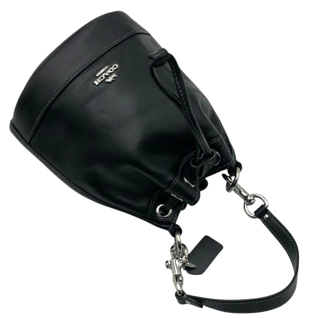 【極美品】COACHコーチ　ブラック　レザー　ショルダーバッグ　２WAY　巾着型