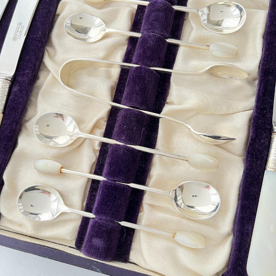 【英国】【白蝶貝】アフタヌーンティーカトラリーセット 専用ケース