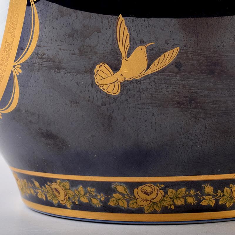 大倉陶園 OKURA ART CHINA 瑠璃色絵金彩 花鳥文瓶 JR8801Bの通販はau