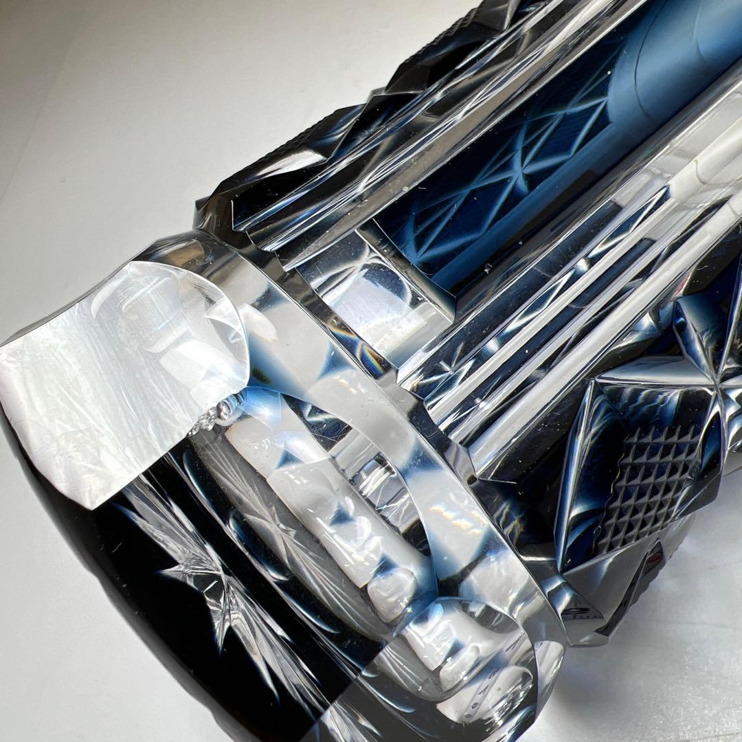 薩摩切子 島津磯斉 色被せ切子ガラス タンブラー 共箱 東Y7-1205☆2F