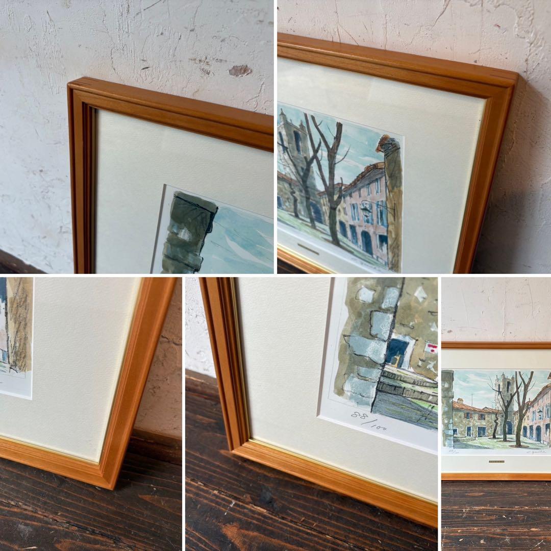 佐々木スカイ＊③ 絵画 リトグラフ セット鈴木信吾 他 直筆サイン入 額縁