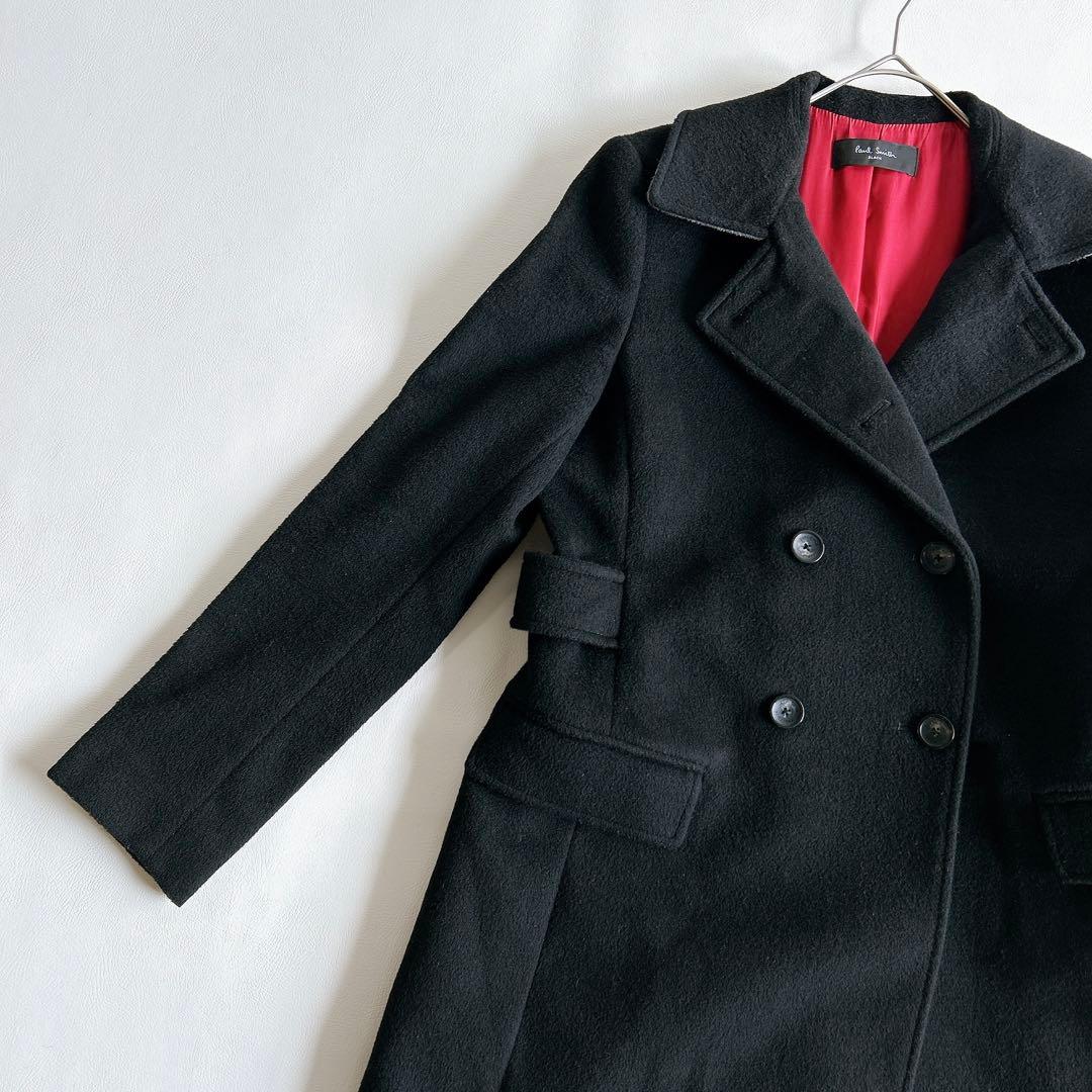 ポールスミスブラック ウールチェスターコート ダブル 裏地バイカラー
