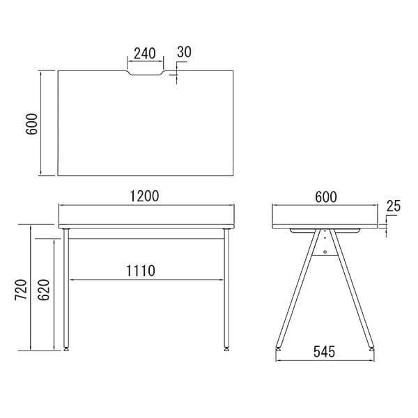 ジャーナルスタンダードファニチャー コンパスレッグ デスク 平机/コンセント付