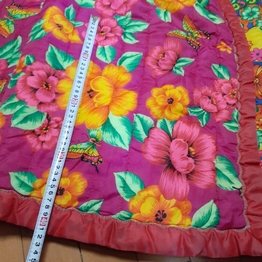 レア‼️ビンテージ レトロポップ 花柄&蝶々 リバーシブル こたつかけ