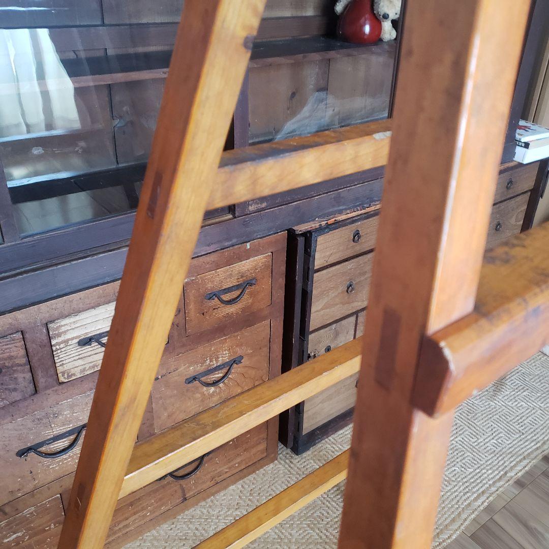 枯れた古い木製の脚立 ラダー 古道具 古家具 梯 シェルフ 棚 - メルカリ