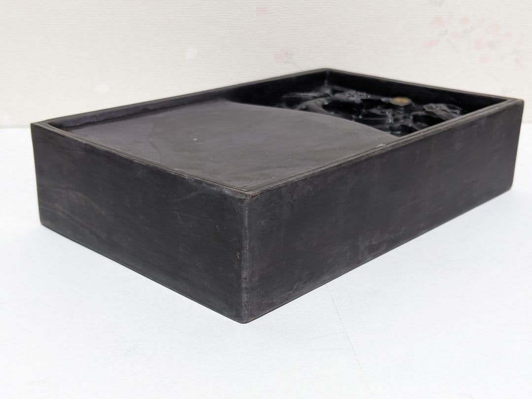 ♢中国 端州名硯 双龍 石眼 古硯 共箱入 端渓硯 文房四宝 工芸品美術品