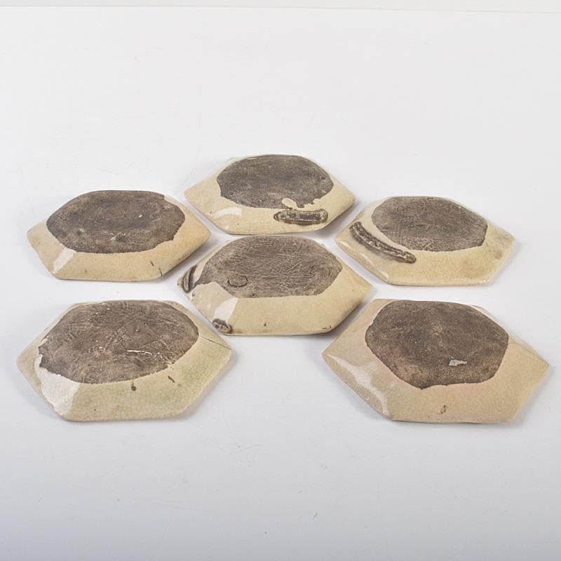 中国 南宋 官窯 氷裂漢字文 六角皿 手塩皿 小皿 6客まとめて