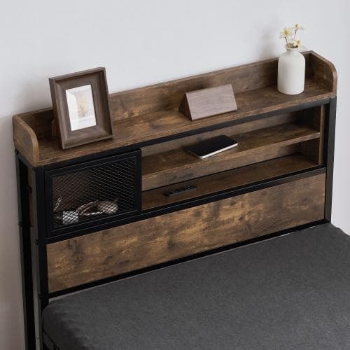 S ベッド コンセント 宮付き 収納  ヴィンテージ風 アイアンベッド