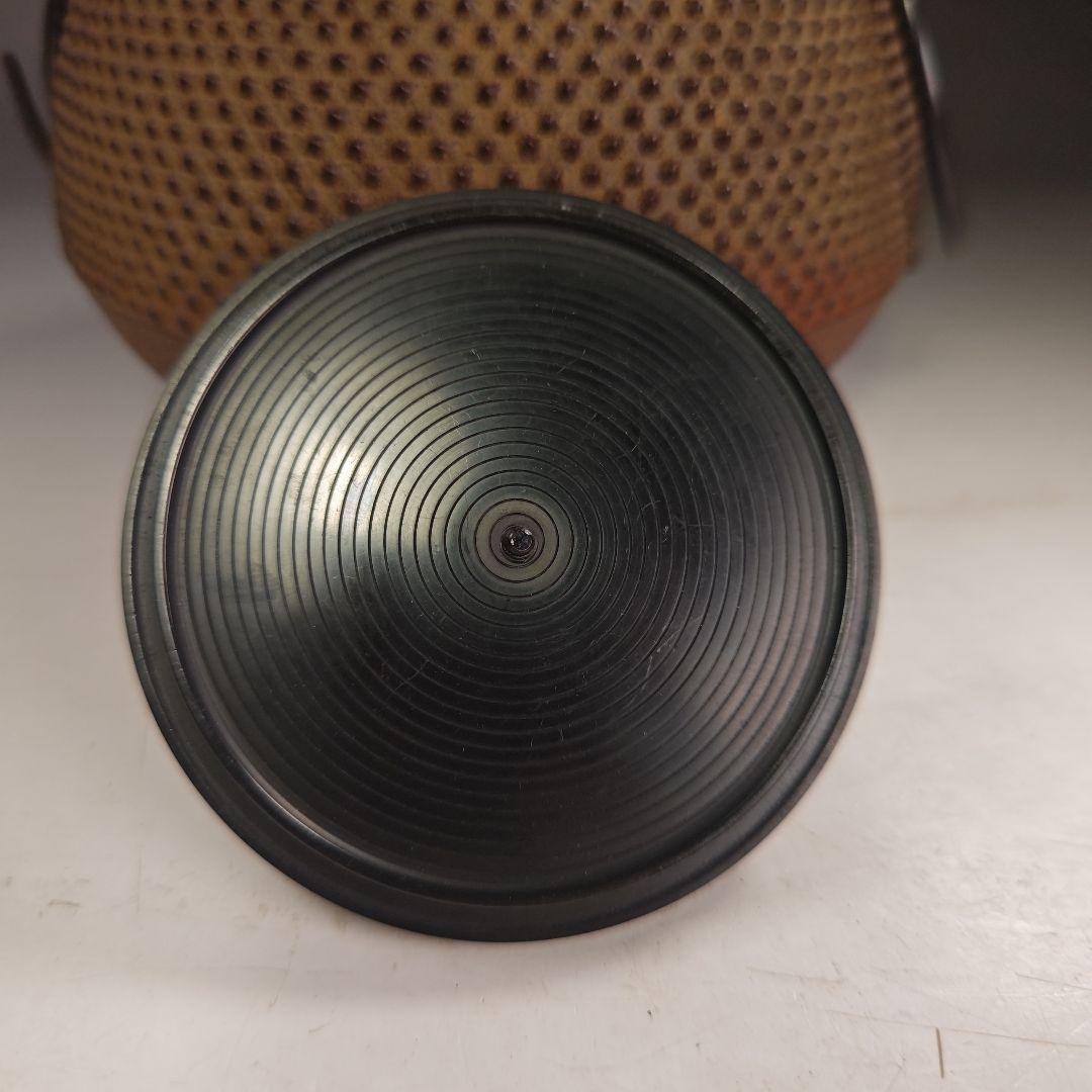 イ929 茶釜『釜師 菊地政光作』『霰文 鶴首 茄子耳 鉄釜 共箱 釜環付