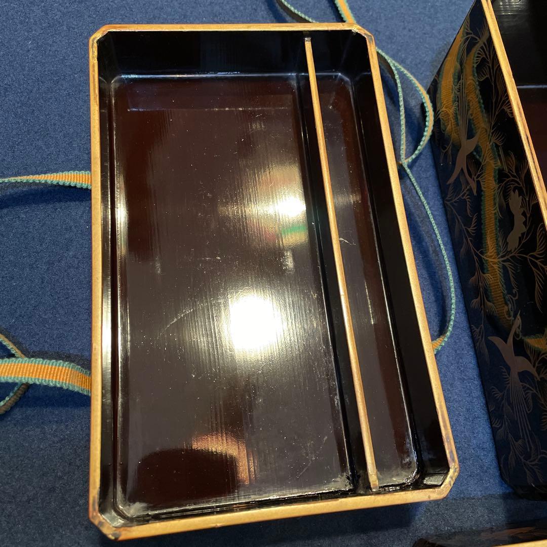 時代物「鳳凰に花唐草紋様 蒔絵」の『野弁当箱』共箱付 重箱 漆器