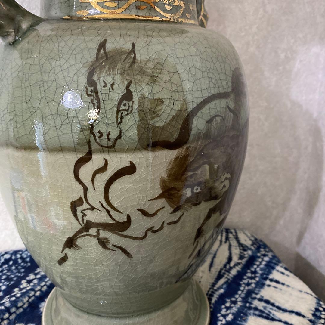 相馬焼　大花瓶　近徳　今年の干支　馬