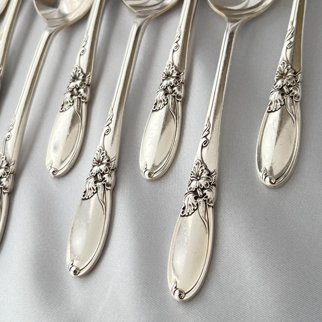 【White Orchid】コーヒースプーン 12本【シルバープレート】